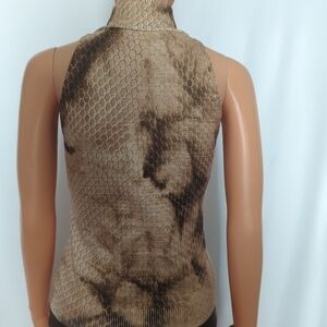 Cache Textured Brown Sleeveless Tank Top